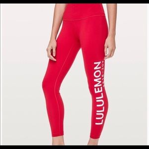 Lulu Lemon 20th Anniversary Wunder Under Leggings Red
